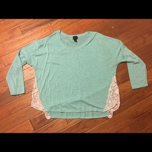 Blue long sleeve with lace detail